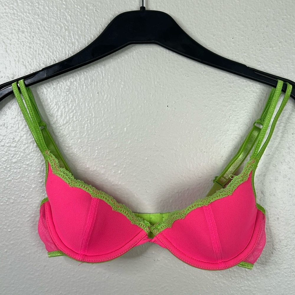 Vintage Y2K Vibrant Pink and Green Women's Bra